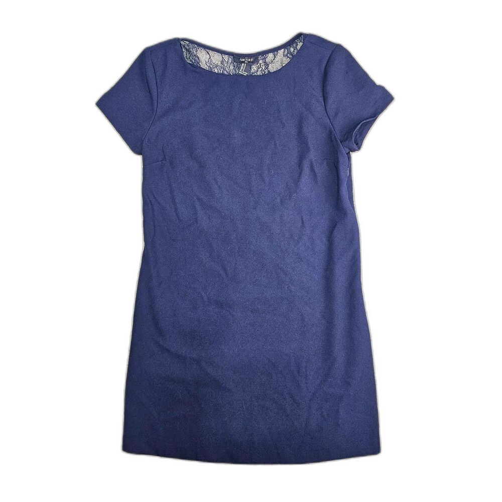 Forever 21 Navy Blue Mini Dress Lace Back Bodycon Short Sleeve Size Medium